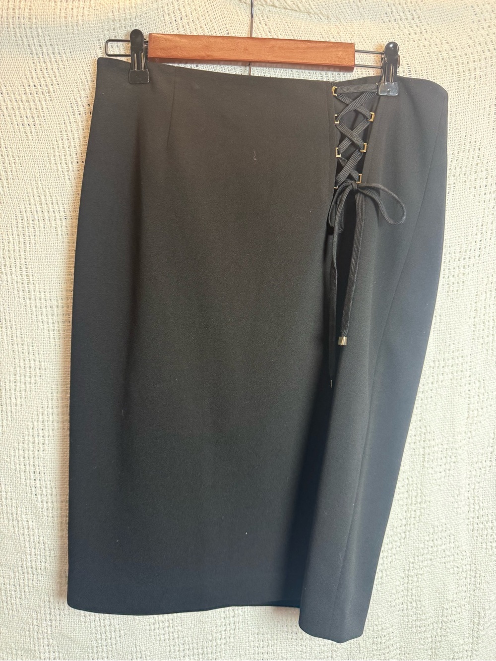 Calvin Klein Black Lace-Up Side Pencil Skirt